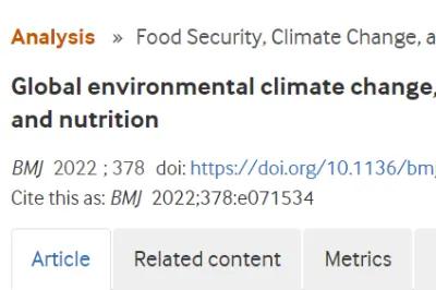 Global environmental climate change, covid-19, and conflict threaten food security and nutrition