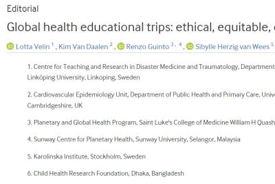Global health educational trips: ethical, equitable, environmental?