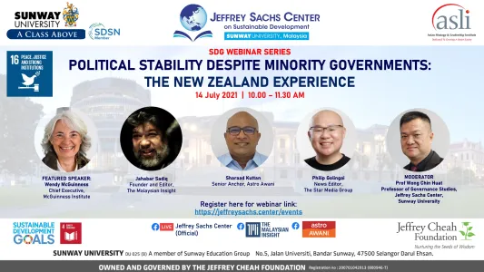 SDG Webinar Series: Political Stability Despite Minority Governments: The New Zealand Experience