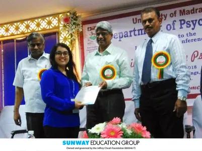 BSc (Hons) Psychology graduating student wins Best Paper Award in Chennai!
