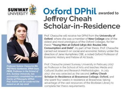 Oxford DPhil awarded to Jeffrey Cheah Scholar-in-Residence