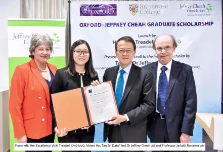 Vivien Ho from Ipoh selected as the first Oxford-Jeffrey Cheah Graduate Scholar