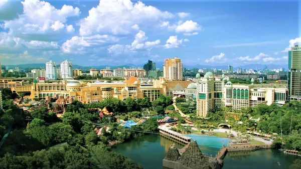 View of Sunway City, centred on the Sunway Lagoon Theme Park, adjacent to our campus.